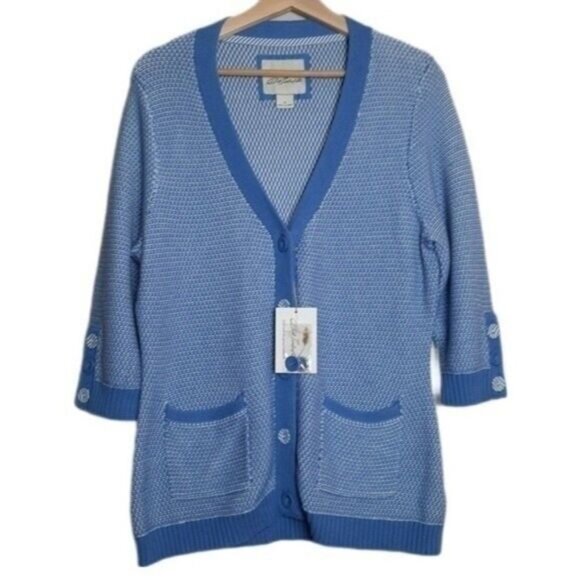 BOB JIMLEY Cardigan Sweater 3/4 Sleeve Button Down Sz M - Picture 1 of 12